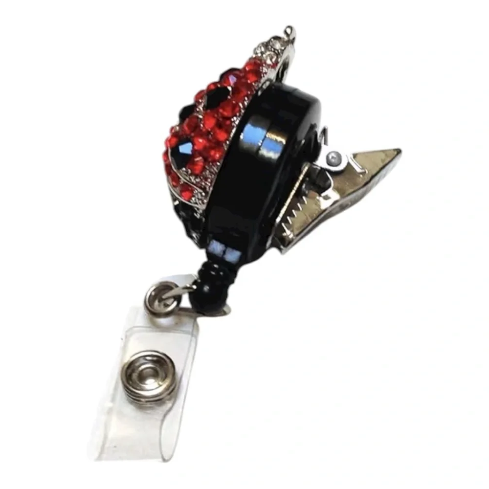 NWOT Sparkly Rhinestone Ladybug Retractable Badge Reel โ Bling ID Holder - Picture 2 of 2